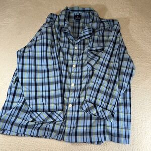 Men's Stafford 3XL Plaid Sleepwear Top Cotton Blend 3/4 Sleeve